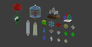 3D model gemstone diamond snow