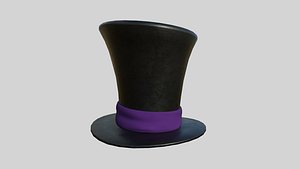 3D model Top Hat 05 Black Leather - Character Fashion Design