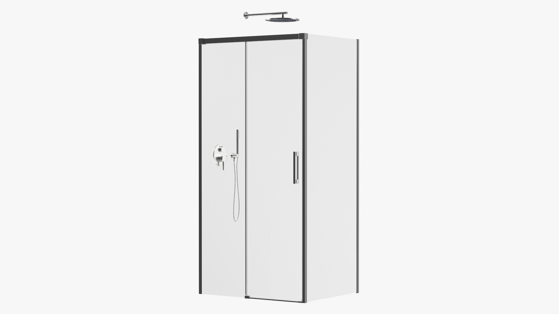 Rectangle Shower Enclosure with Sliding Door Silver 3D model preview