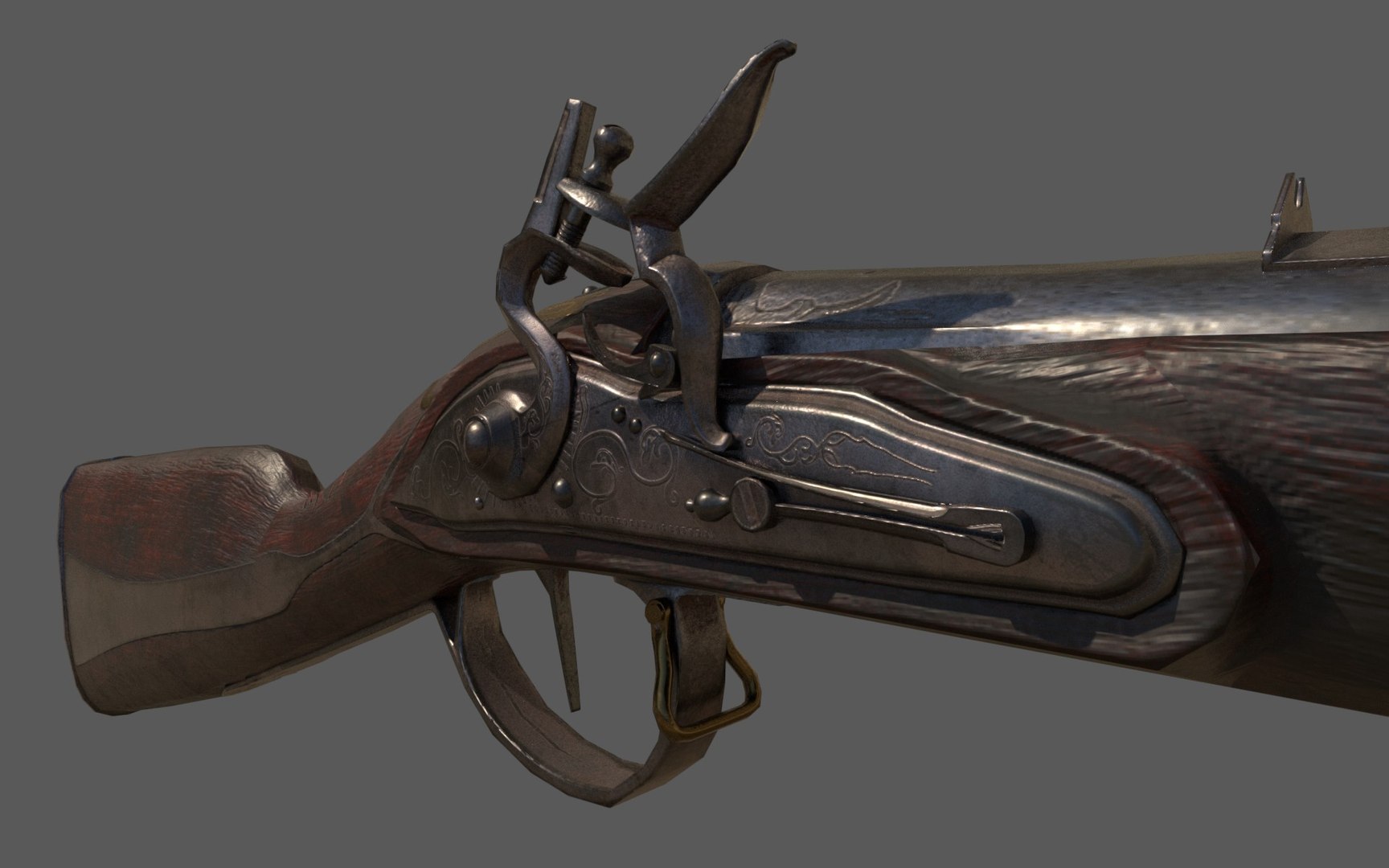 3D Model Musket Flintlock Flint - TurboSquid 1297532