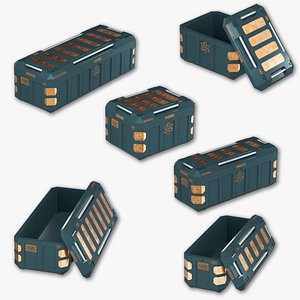 3D model Sci Fi Storage Crates - Pack of 3 different Sizes with 1 Texture Set 1K2K4K each