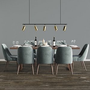 3D model dinning set table chair