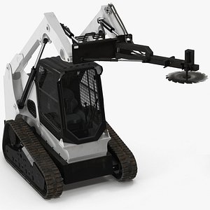 3D model Compact Track Loader with Forestry Saw Attachment Rigged for Cinema 4D