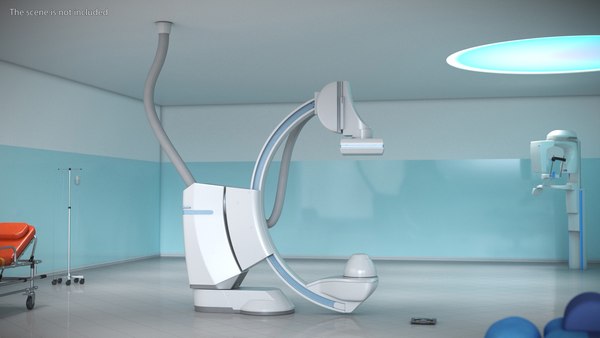 modelo 3d Máquina de angiografía con arco en C independiente, blanca ...