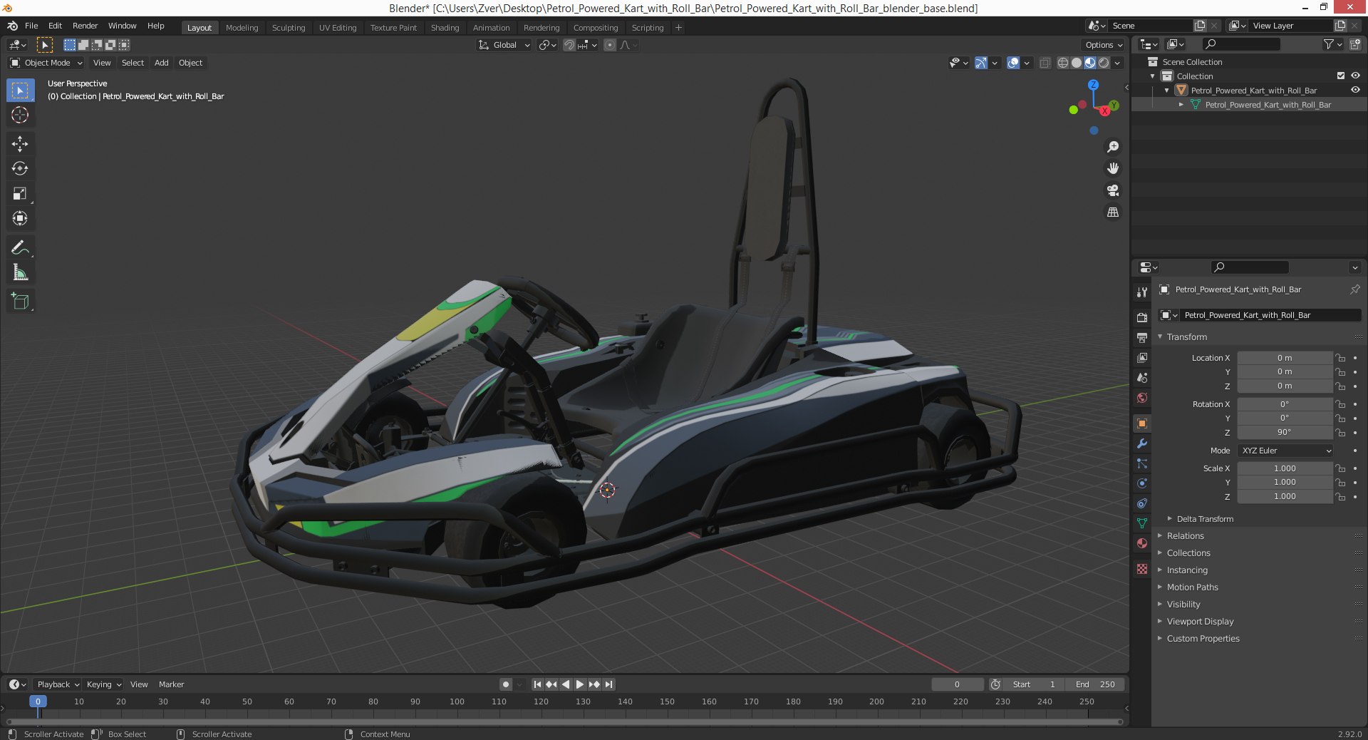 3D Petrol Powered Kart With Roll Bar Model - TurboSquid 1886758