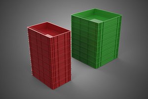 STACK STACKED PLASTIC PALLET SHALLOW CRATE BOX CONTAINER STORAGE 3D model