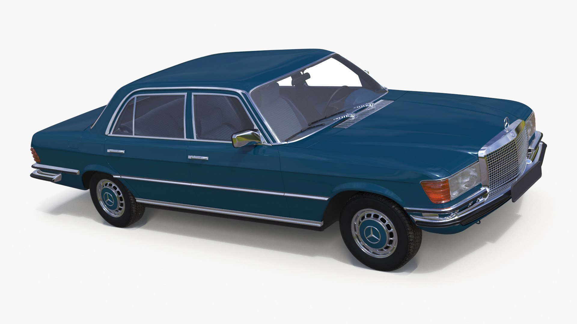 Mercedes Benz 350 SE Blue Simplified 3D model preview