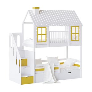Childrens bunk bed Tora - Solid Beech model
