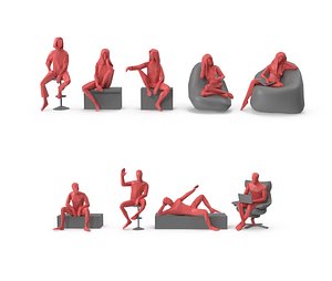 Low Poly Posed People Pack 22 - Sit And Relax