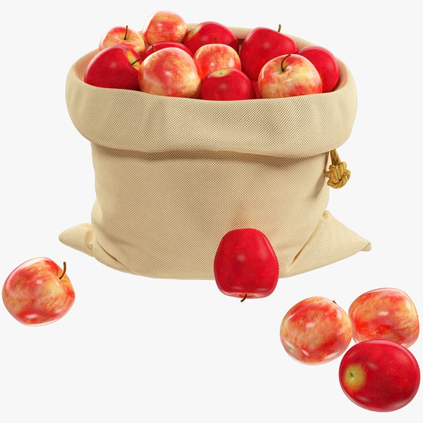 3D Jute Bag with Apples V2 model