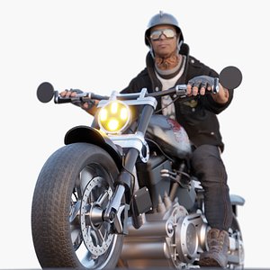 Biker on motorcycle