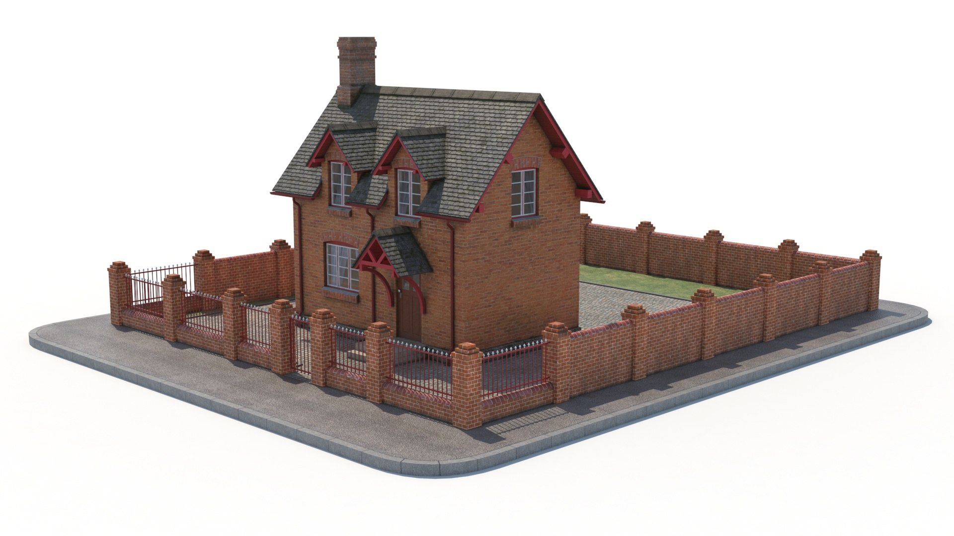 3D Model Small Brick House - TurboSquid 2165989