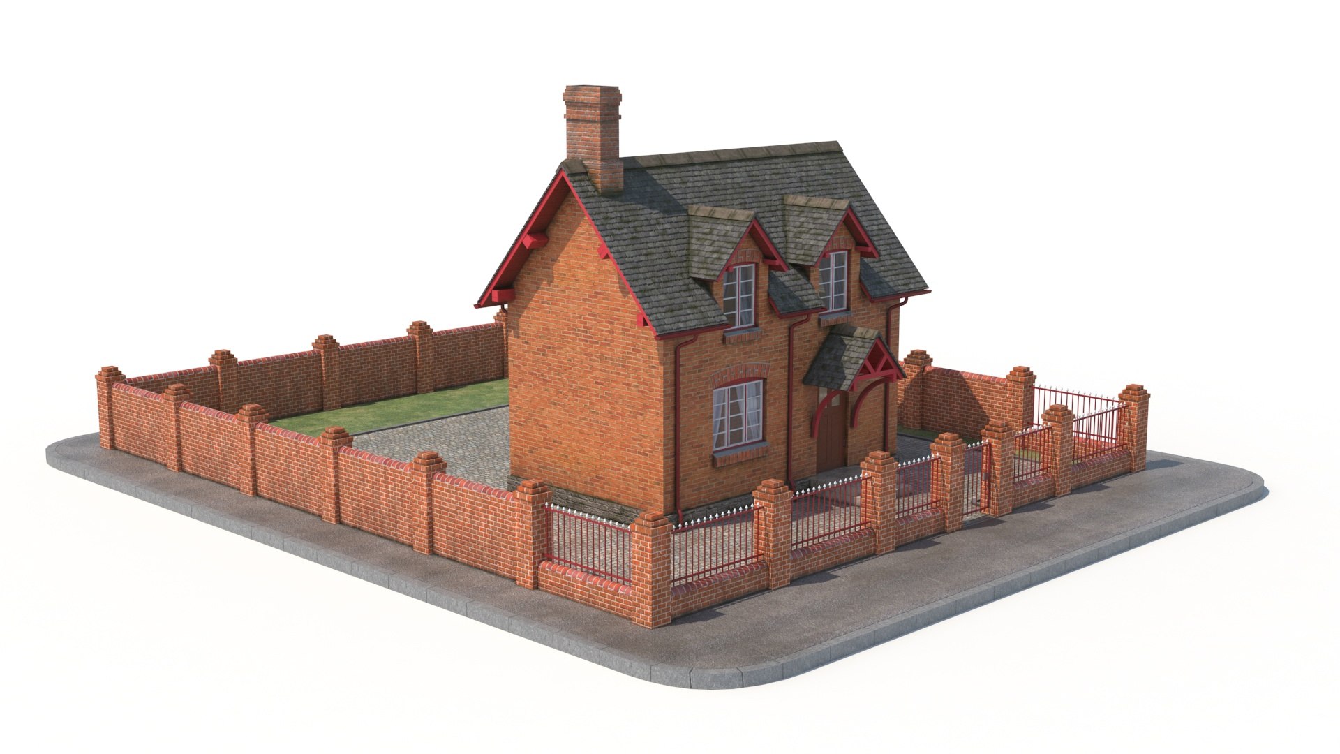 3D Model Small Brick House - TurboSquid 2165989