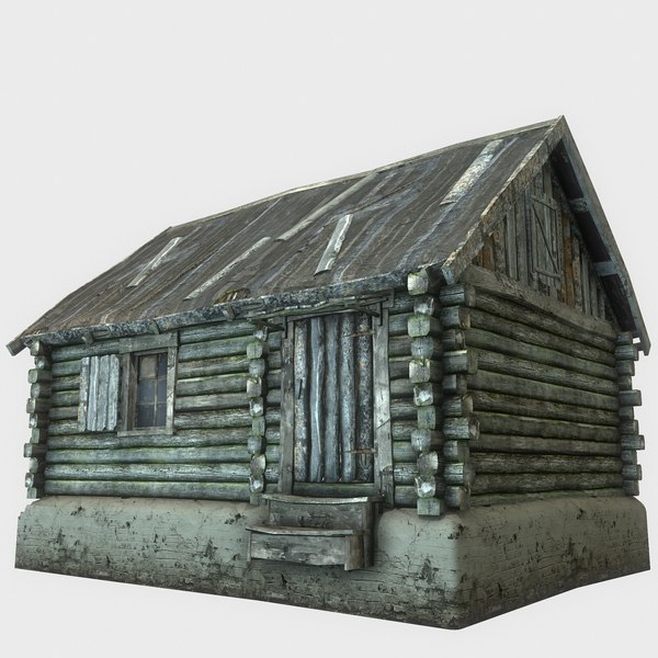 3d old wooden house model