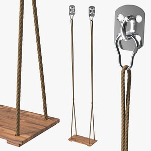 Wooden Rope Swing With Metal Hooks
