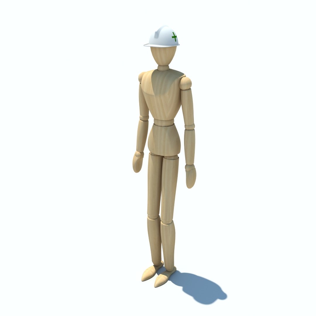 3D wood figure rigged - TurboSquid 1278603