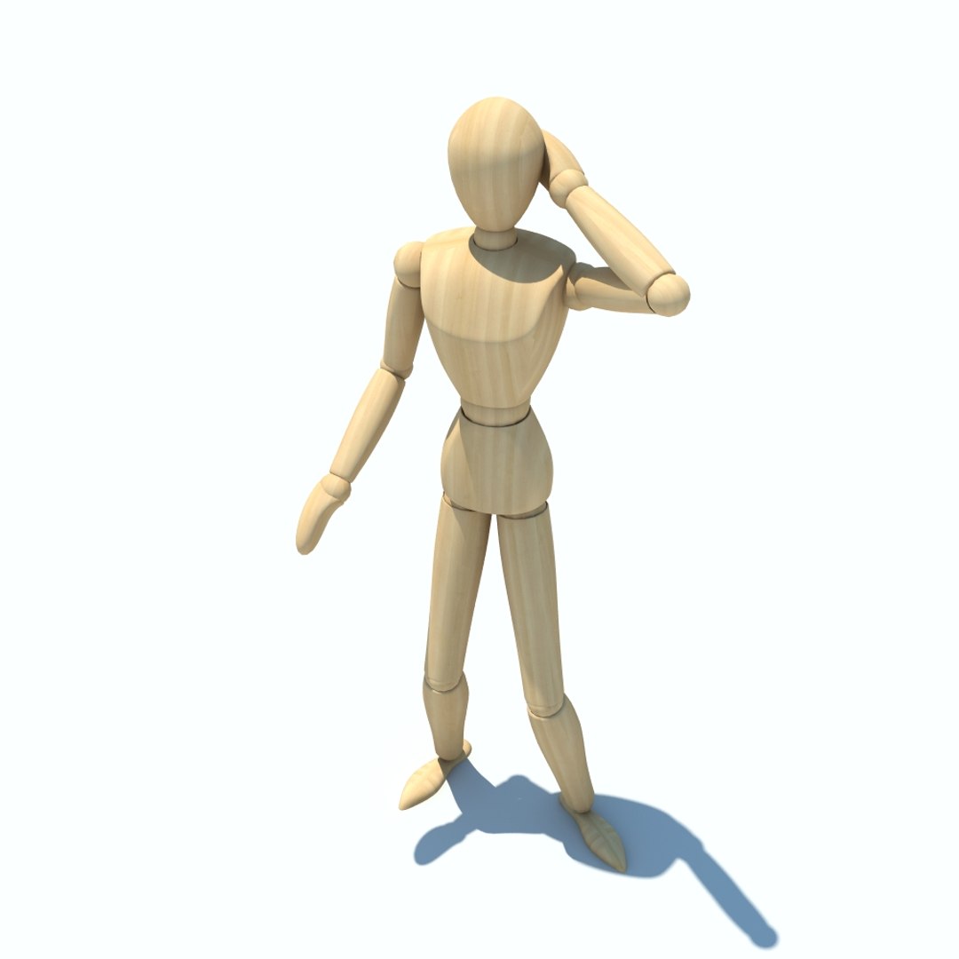 3D wood figure rigged - TurboSquid 1278603