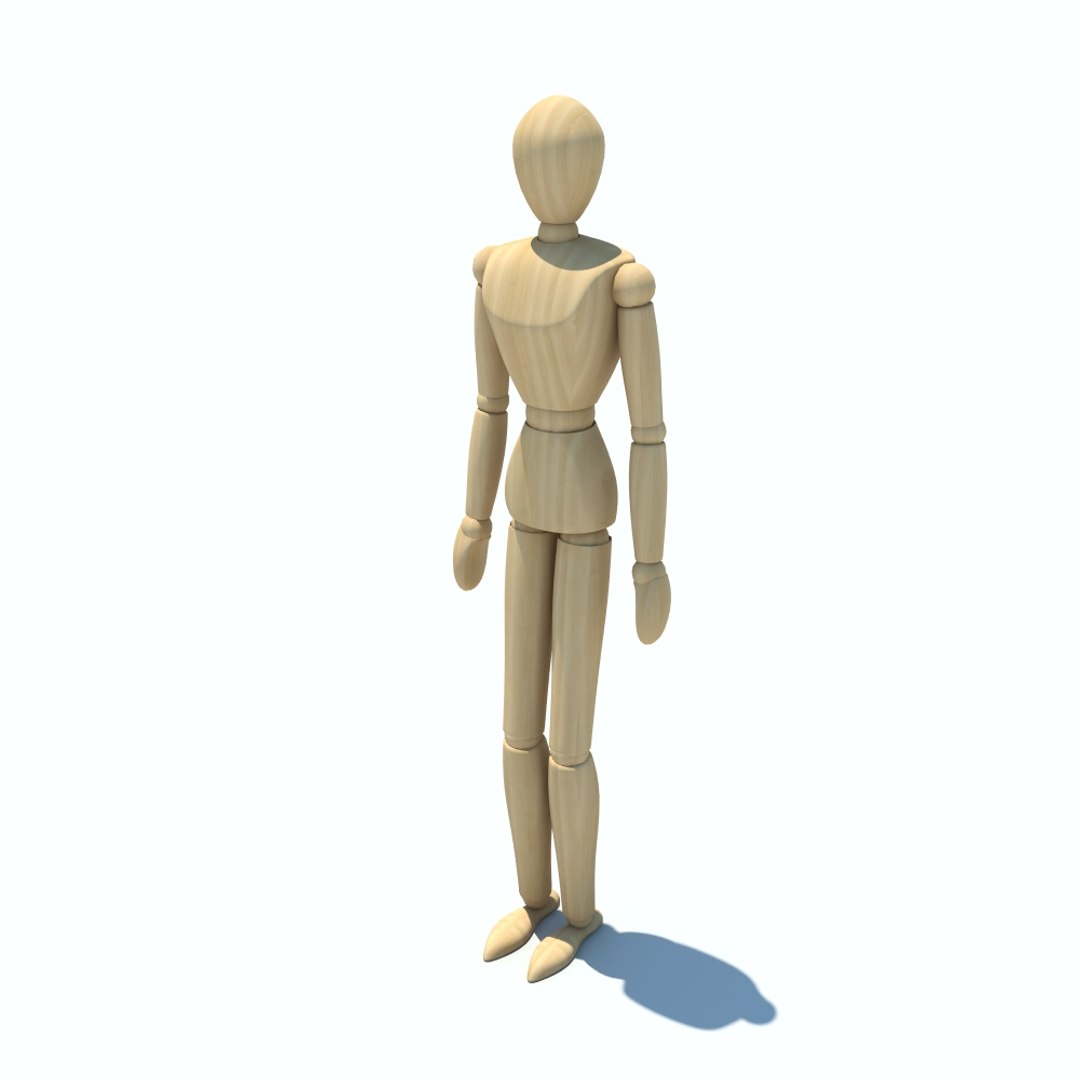 3D wood figure rigged - TurboSquid 1278603
