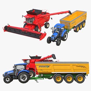 Combine Harvester Tractor Trailor 3D model