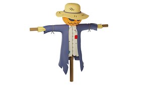 Simple 3D Scarecrow - Clean Cartoon Style