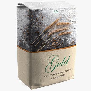 3D Wheat Flour Gold Bag 5lb model