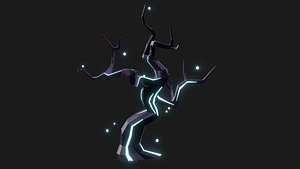 Twisted Fantasy Tree - Low Poly Emissive 3D Model