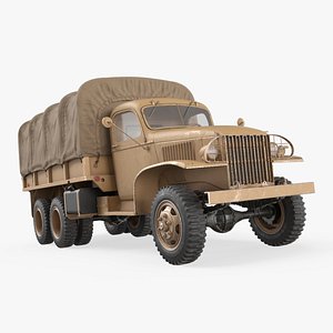 3D Retro Utility Army Vehicle with Canvas Cover Sand Rigged model