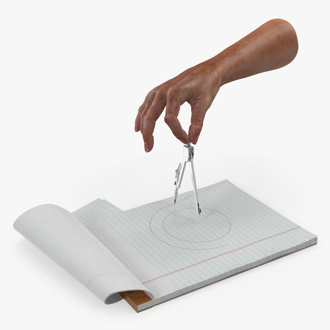 Compass Circle Drawing Hand Rigged 3D Model 3D model preview
