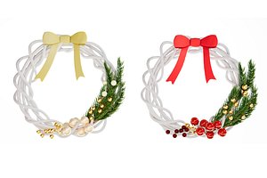 3D Rattan wreath Christmas decor yellow and red bow