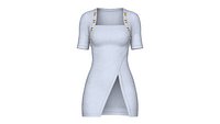 Girls Square-Neck Ribbed Mini Dress