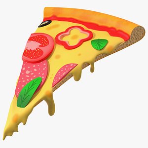 Cartoon Slice of Pepperoni Pizza 3D model