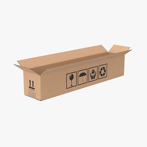 Cardboard Box 50x10x10 Half Open 3D model
