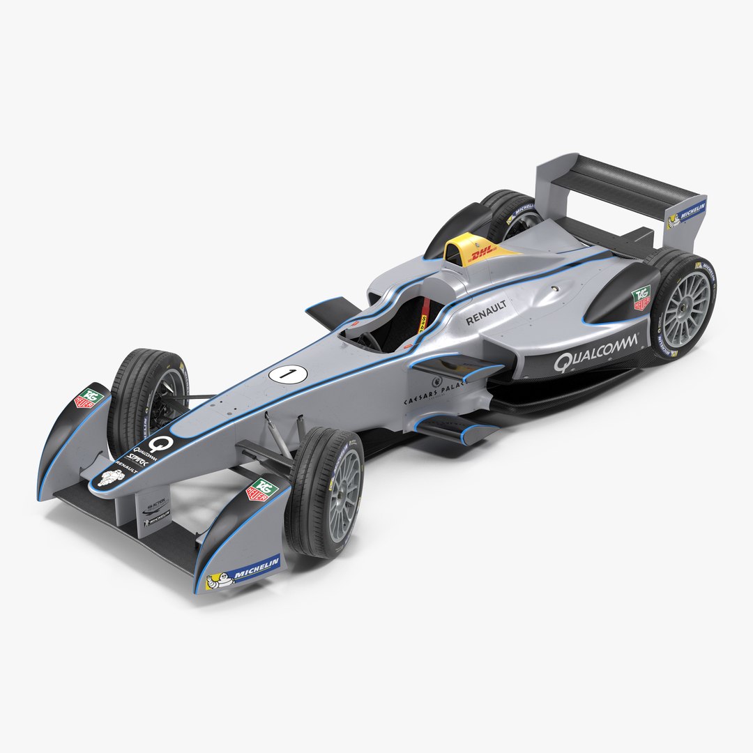 Formula E Race Car Qualcomm Rigged 3D Model 3D model preview
