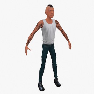 3d stylized cartoon punk