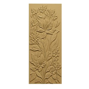 Decorative Floral Lily Relief Wall Decor Set STL Mural CNC 412