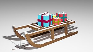 3D sledge christmas snow model