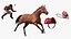 Running Bay Racing Horse with Jokey 3D