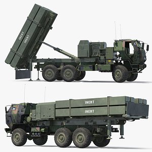 Air Defense Missile Launcher Truck Camouflage Rigged 3D
