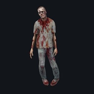 zombie animation walk rigged 3D model