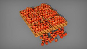 3D Apple Box set Low-poly model
