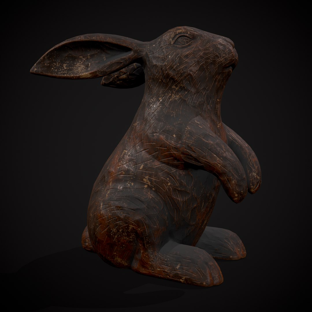 3D Model Sculpted Wooden Rabbit Toy - TurboSquid 2386495