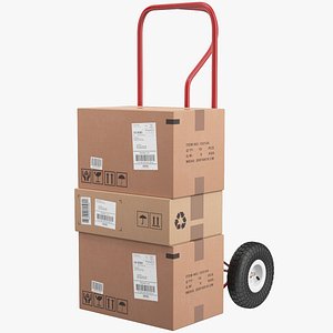 3D Hand Truck With Packages model