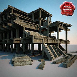 3d destroyed house v8