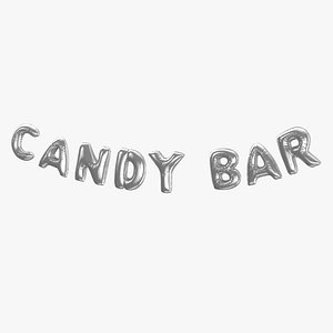 Foil Balloon Words Candy Bar Silver