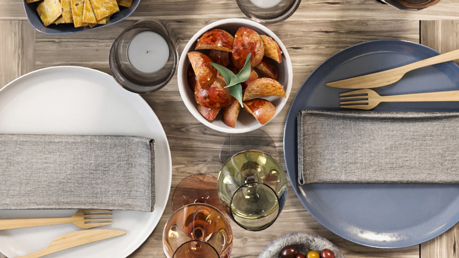 3D Table Setting With A Set Beautiful Dishes And Drinks 7 Model ...