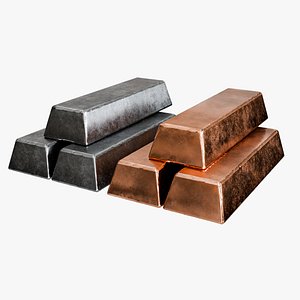 Medieval Metal Ingot - Iron and Copper Ingot Lowpoly 3D model