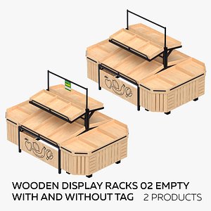 3D Wooden Display Rack 02 Empty  - With and Without Tag