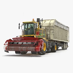 Combine CMC Saturne 5800 with Harvester Trailer 3D Model