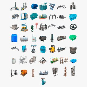Collection of 3D models of 50 industrial devices