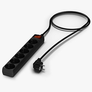 3d european power strip plug model